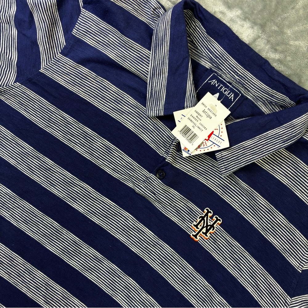 NWT New York Mets Official Antigua Blue White Stripe Polo Size XL MLB Baseball